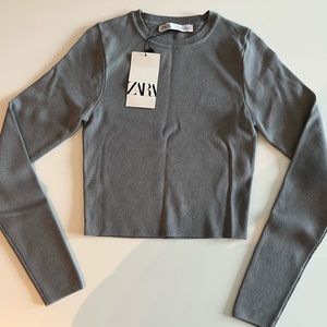 Brand New Dusty Blue ZARA long sleeve top